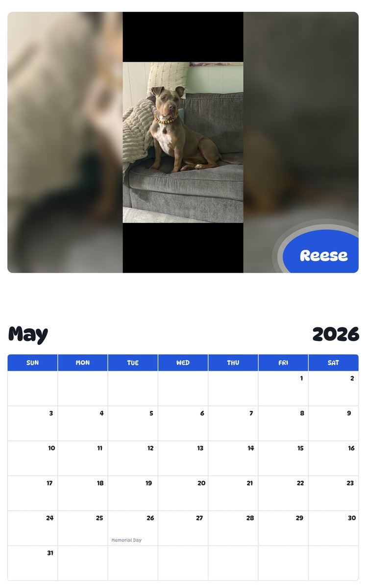 2026 - 2027 Reese - Pawidols Pet Calendar