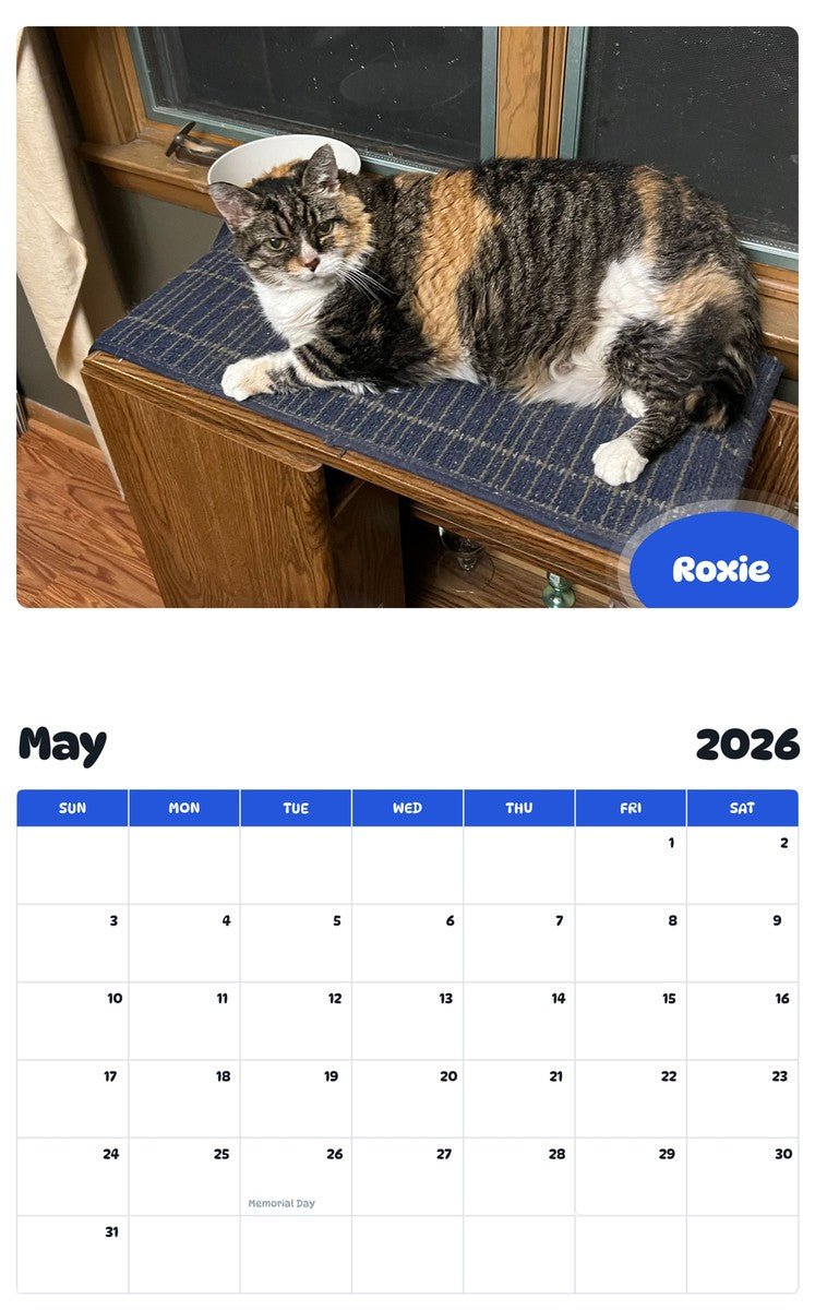 2026 - 2027 Roxie - Pawidols Pet Calendar