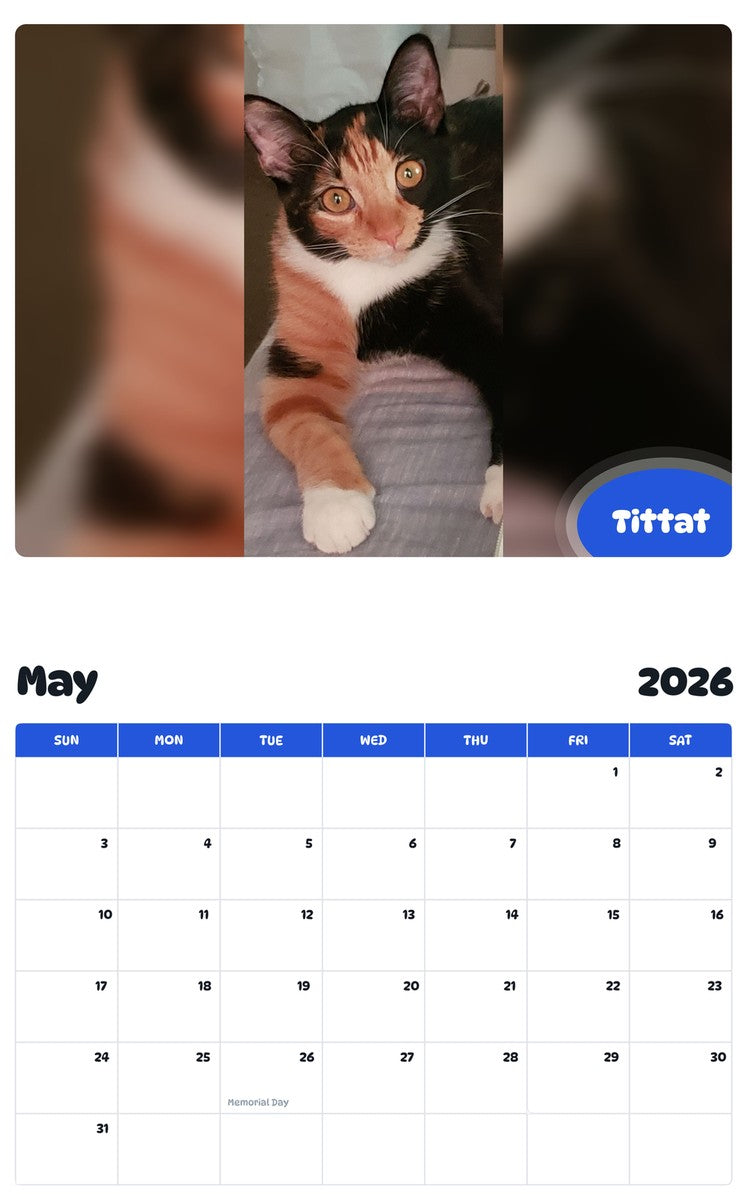 2026 - 2027 Tittat - Pawidols Pet Calendar
