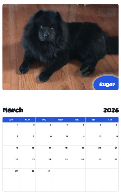 November 2025 - October 2026 Ruger - Pawidols Pet Calendar