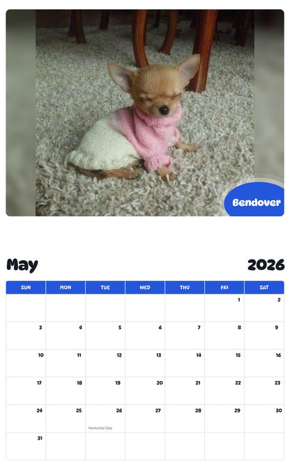 2026 - 2027 Bendover - Pawidols Pet Calendar