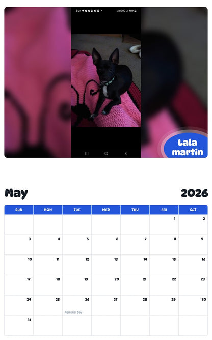 2026 - 2027 Lala martin - Pawidols Pet Calendar