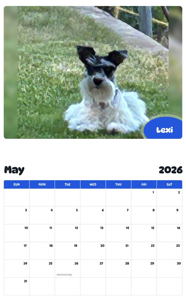 2026 - 2027 Lexi - Pawidols Pet Calendar