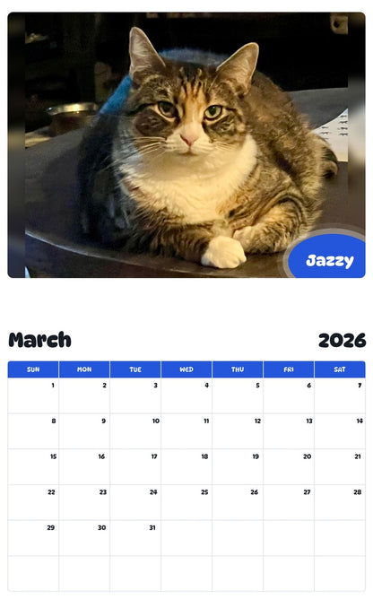 November 2025 - October 2026 Jazzy - Pawidols Pet Calendar