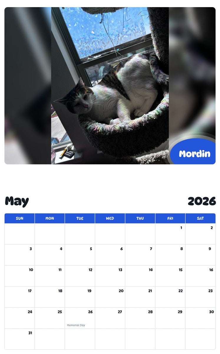 2026 - 2027 Mordin - Pawidols Pet Calendar