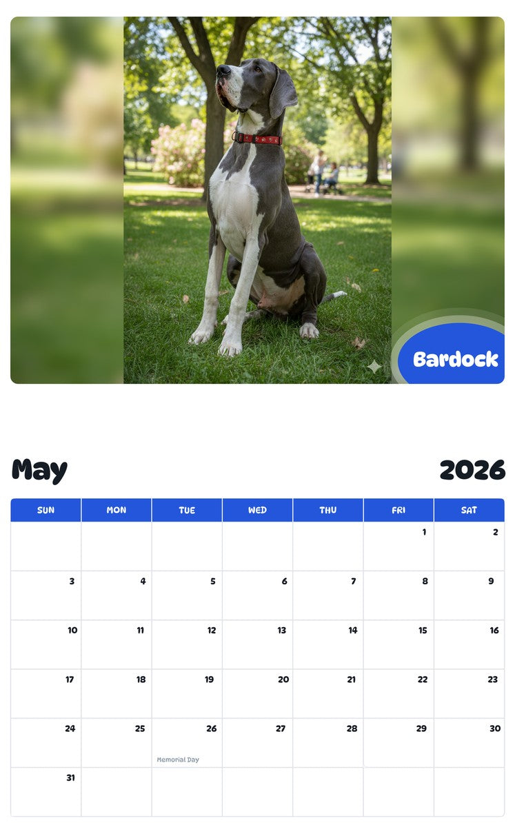 2026 - 2027 Bardock - Pawidols Pet Calendar