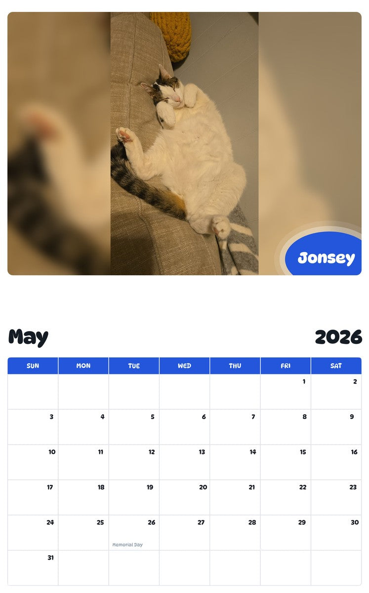 2026 - 2027 Jonsey - Pawidols Pet Calendar