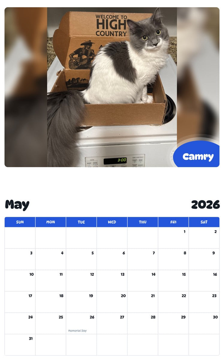 2026 - 2027 Camry - Pawidols Pet Calendar
