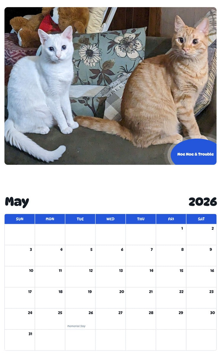 2026 - 2027 Noe Noe & Trouble - Pawidols Pet Calendar