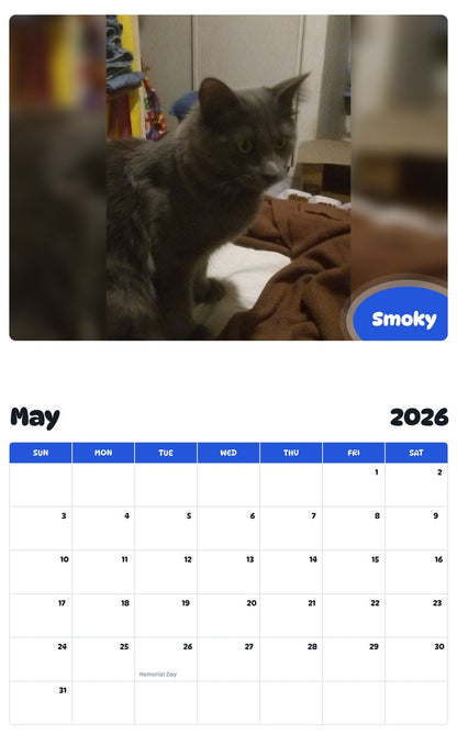 2026 - 2027 Smoky - Pawidols Pet Calendar