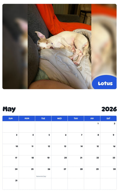 2026 - 2027 Lotus - Pawidols Pet Calendar