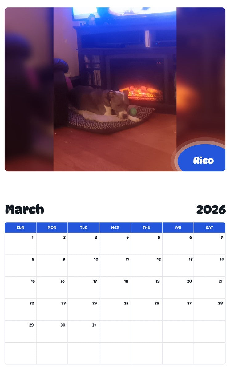 November 2025 - October 2026 Rico - Pawidols Pet Calendar