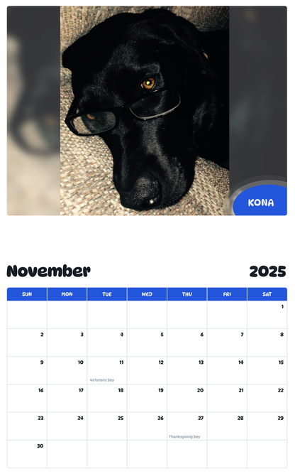 July 2025 - June 2026 Kona - Pawidols Pet Calendar