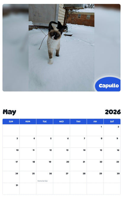 2026 - 2027 Capullo - Pawidols Pet Calendar