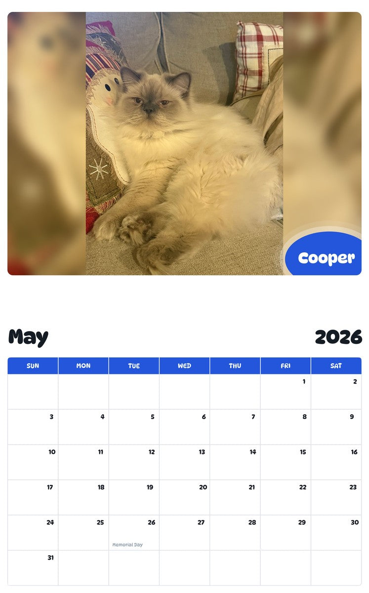 2026 - 2027 Cooper - Pawidols Pet Calendar