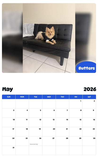 2026 - 2027 Butters - Pawidols Pet Calendar
