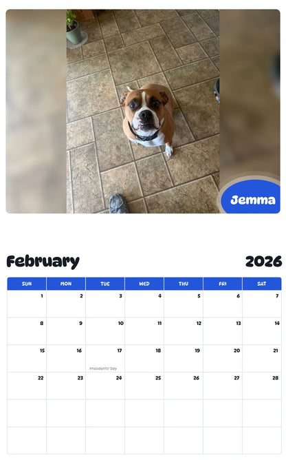 November 2025 - October 2026 Jemma - Pawidols Pet Calendar
