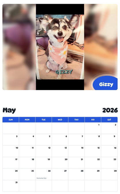 2026 - 2027 Gizzy - Pawidols Pet Calendar