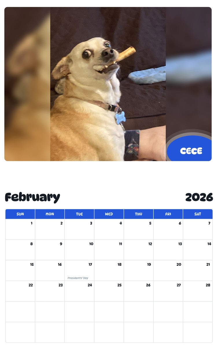 October 2025 - September 2026 CECE - Pawidols Pet Calendar