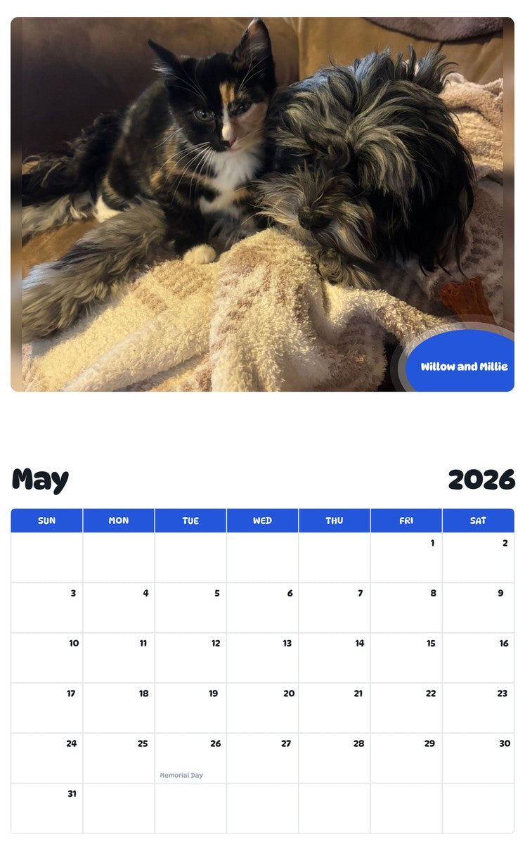 2026 - 2027 Willow and Millie - Pawidols Pet Calendar