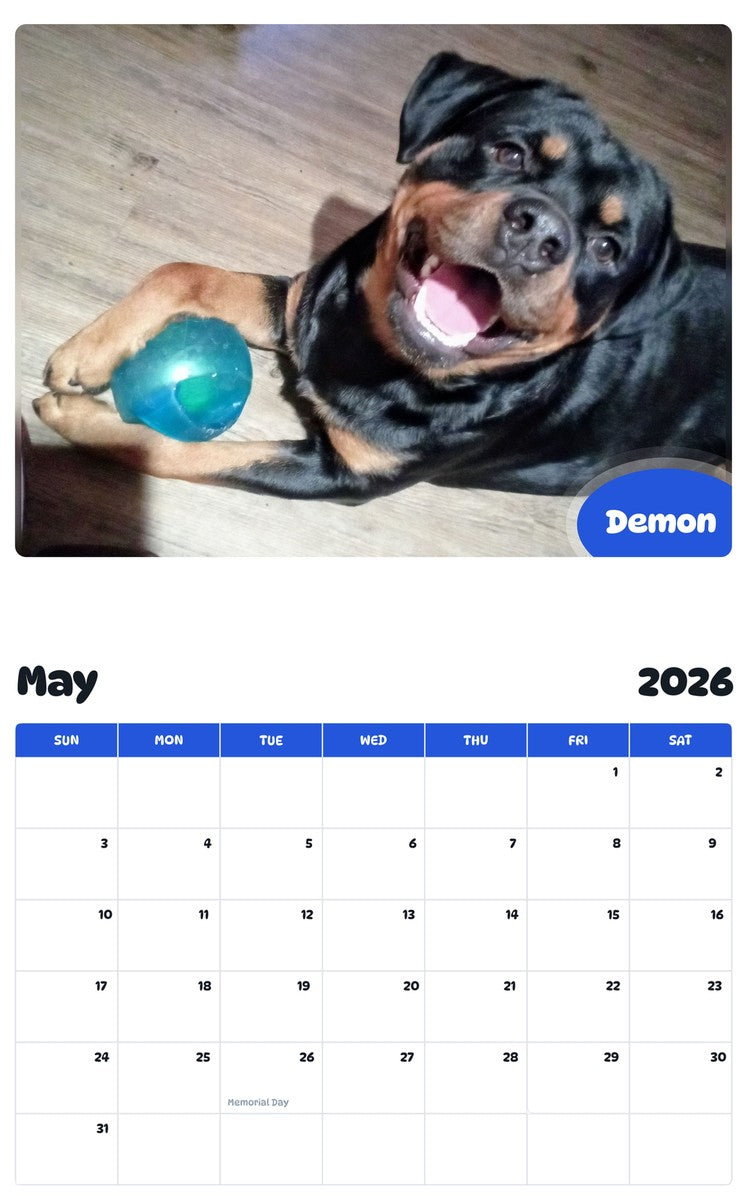 2026 - 2027 Demon - Pawidols Pet Calendar