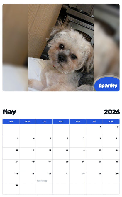 2026 - 2027 Spanky - Pawidols Pet Calendar