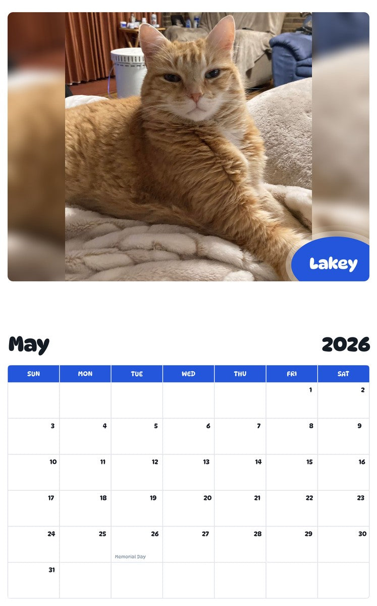 2026 - 2027 Lakey - Pawidols Pet Calendar