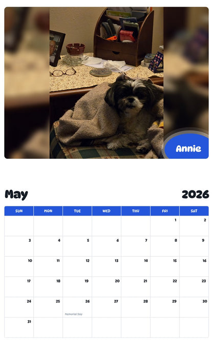 2026 - 2027 Annie - Pawidols Pet Calendar