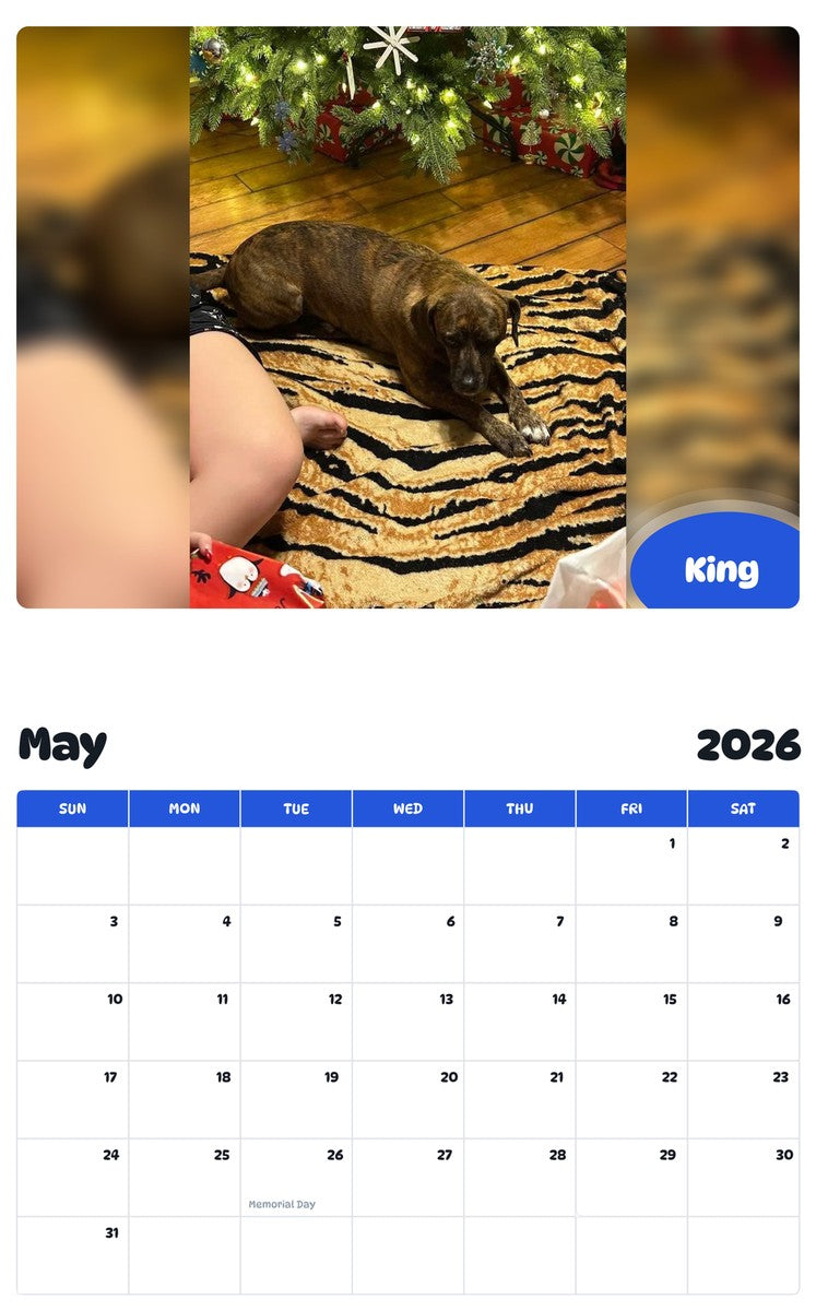2026 - 2027 King - Pawidols Pet Calendar