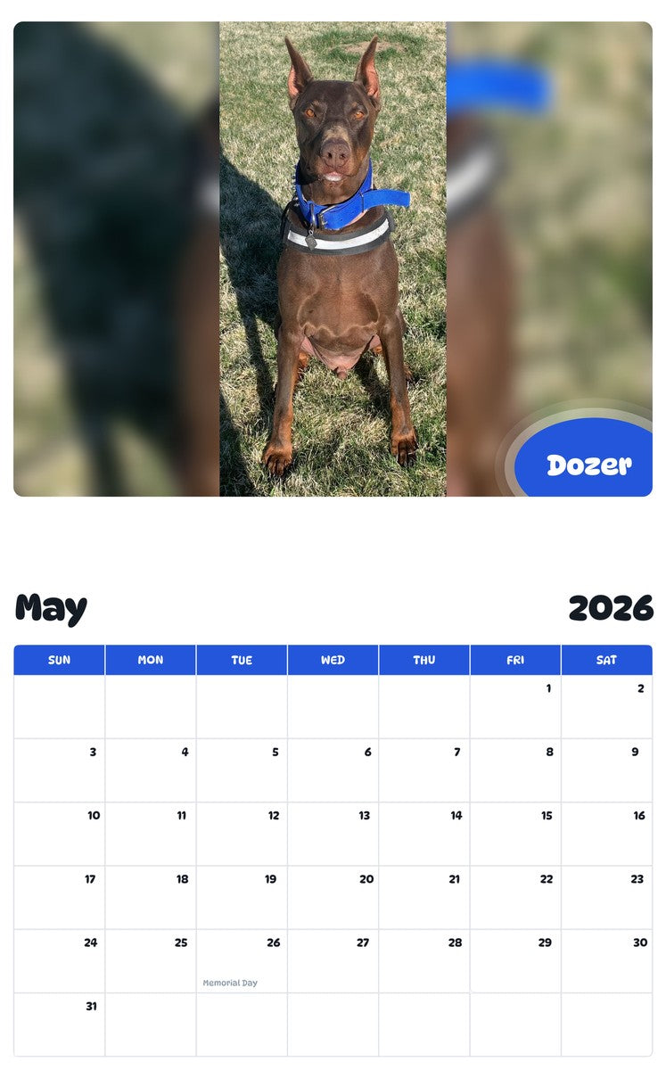 2026 - 2027 Dozer - Pawidols Pet Calendar
