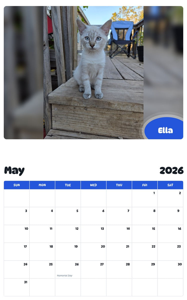 2026 - 2027 Ella - Pawidols Pet Calendar