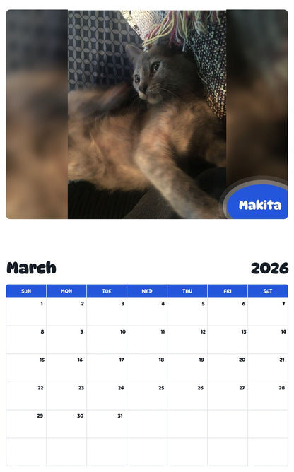 November 2025 - October 2026 Makita - Pawidols Pet Calendar