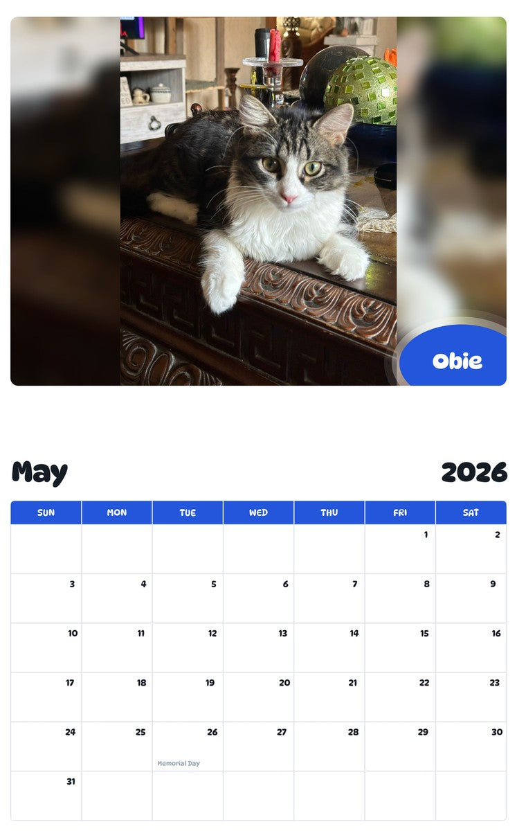 2026 - 2027 Obie - Pawidols Pet Calendar