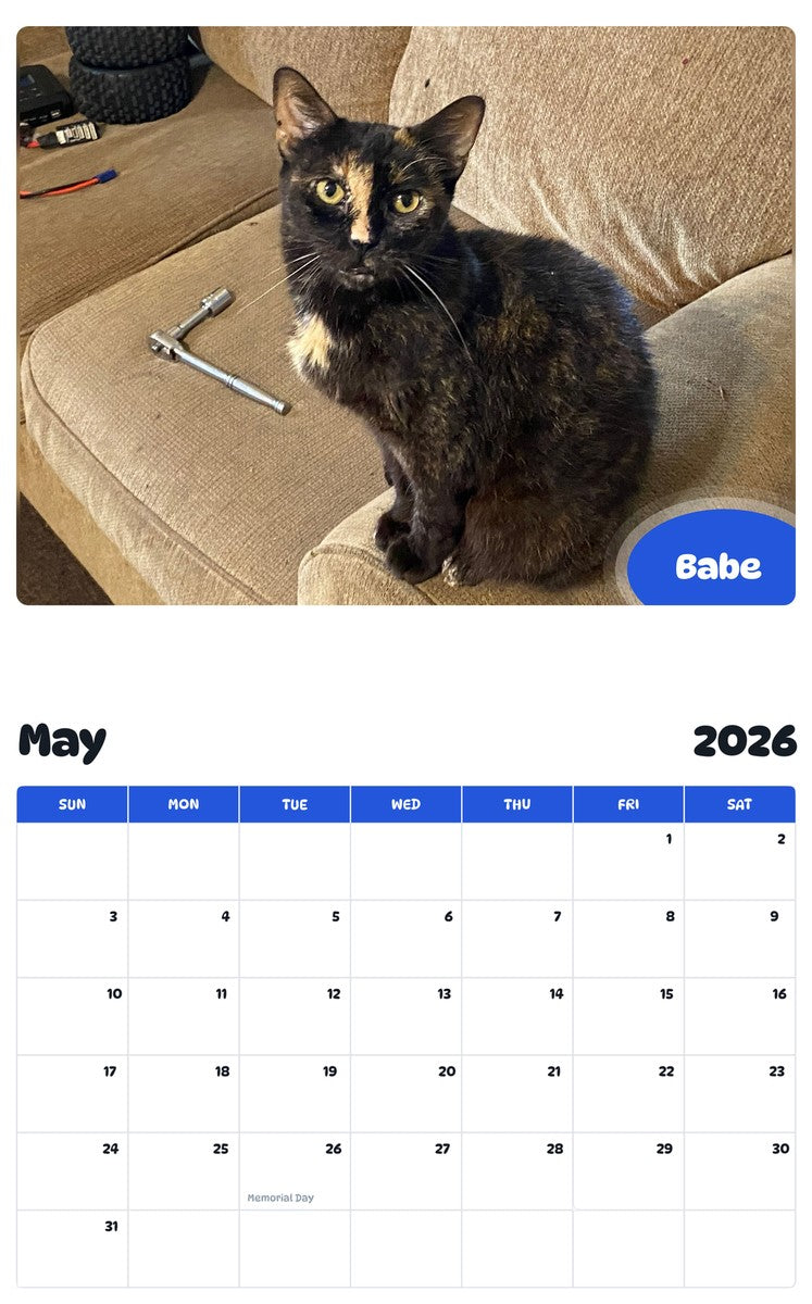 2026 - 2027 Babe - Pawidols Pet Calendar