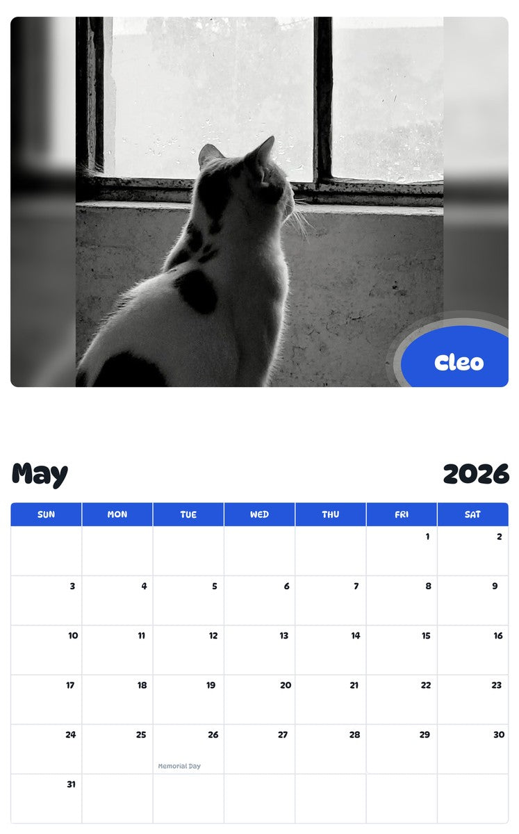 2026 - 2027 Cleo - Pawidols Pet Calendar