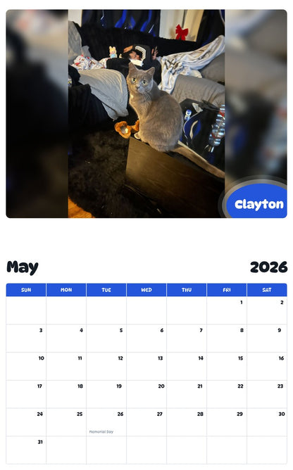 2026 - 2027 Clayton - Pawidols Pet Calendar