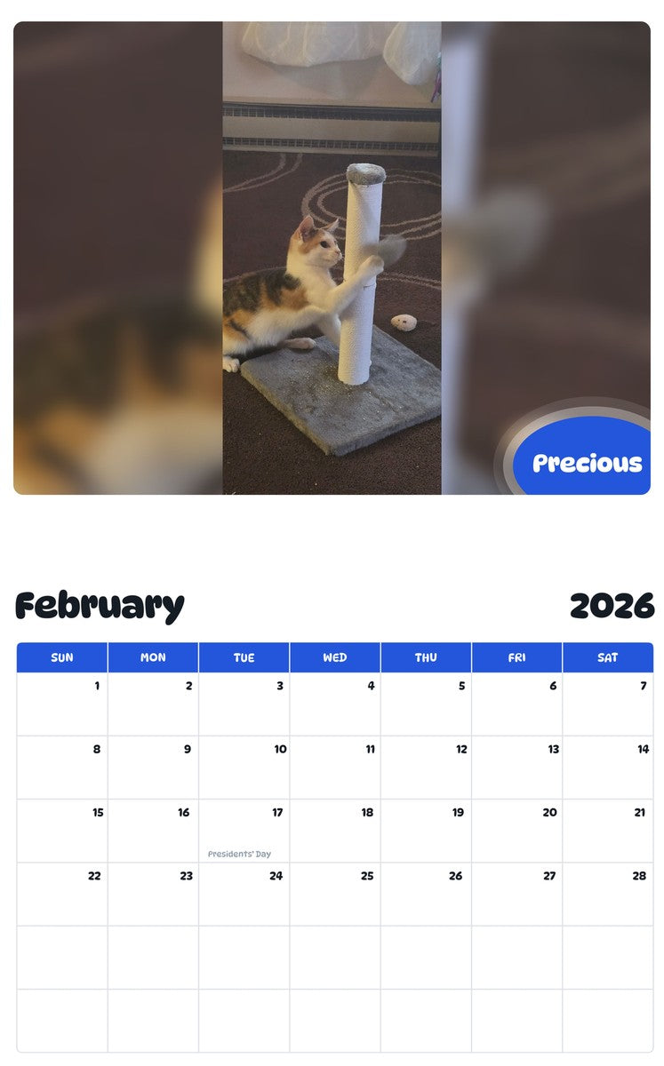 November 2025 - October 2026 Precious - Pawidols Pet Calendar