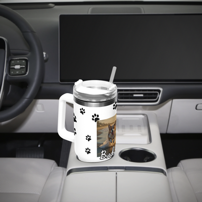 Custom Personalized Travel Tumbler with Handle and Straw