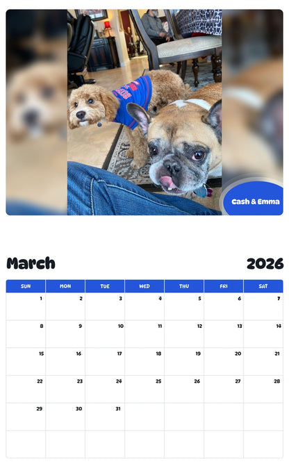 November 2025 - October 2026 Cash & Emma - Pawidols Pet Calendar