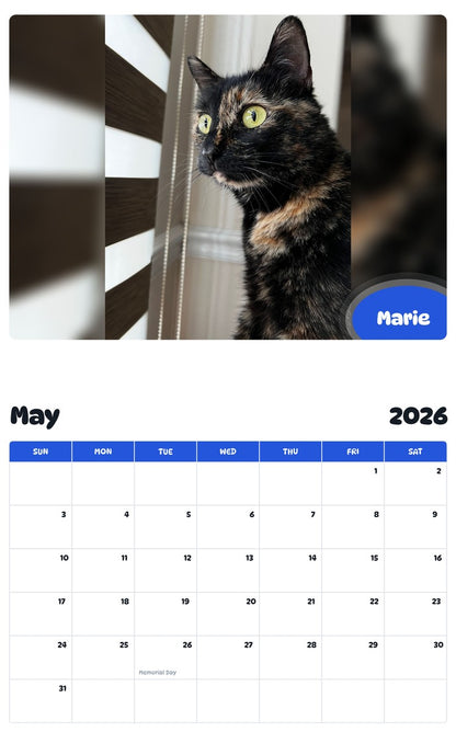 2026 - 2027 Marie - Pawidols Pet Calendar