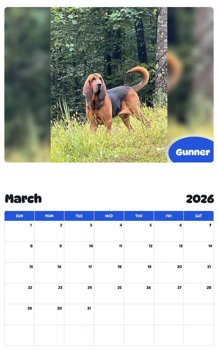 November 2025 - October 2026 Gunner - Pawidols Pet Calendar
