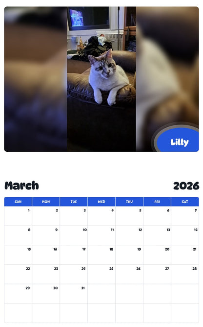 November 2025 - October 2026 Lilly - Pawidols Pet Calendar