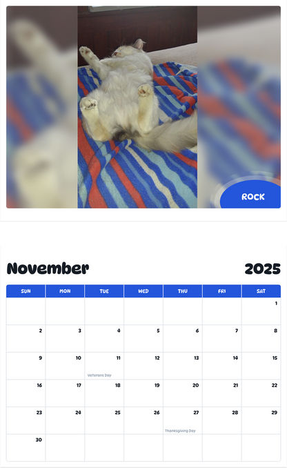 July 2025 - June 2026 Rock - Pawidols Pet Calendar