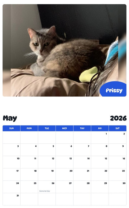 2026 - 2027 Prissy - Pawidols Pet Calendar