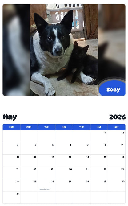 2026 - 2027 Zoey - Pawidols Pet Calendar