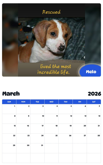 November 2025 - October 2026 Melo - Pawidols Pet Calendar