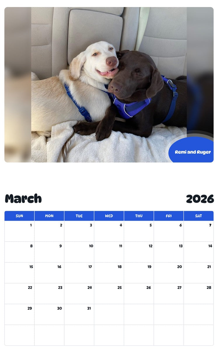 November 2025 - October 2026 Remi and Ruger - Pawidols Pet Calendar