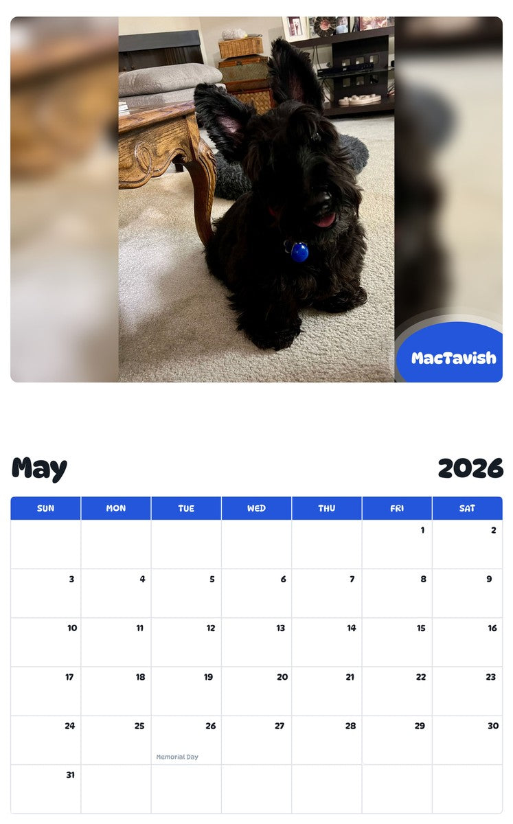 2026 - 2027 MacTavish - Pawidols Pet Calendar
