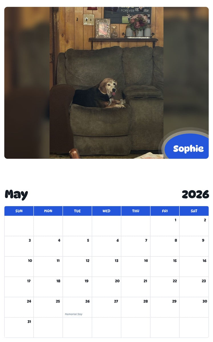 2026 - 2027 Sophie - Pawidols Pet Calendar