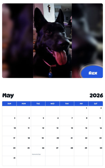 2026 - 2027 Rex - Pawidols Pet Calendar